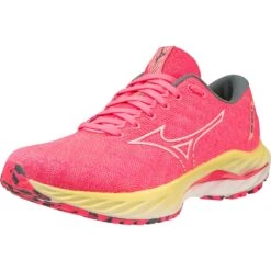 Mizuno Wave Inspire 19 Hardloopschoenen Dames - High-Vis Pink / Snow White / Luminous -Mode Schoenen mizuno wave inspire 19 womens running shoes high vis pink snow white luminous 3 1503744