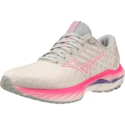 Mizuno Wave Inspire 19 Hardloopschoenen Dames - Snow White / Sakura Glow / Purple Punch -Mode Schoenen mizuno wave inspire 19 womens running shoes snow white sakura glow purple punch 3 1503754