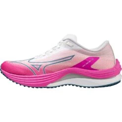 Mizuno Wave Rebellion Flash Hardloopschoenen Dames - White / Silver / Magnificent Magenta