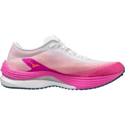 Mizuno Wave Rebellion Flash Hardloopschoenen Dames - White / Silver / Magnificent Magenta -Mode Schoenen mizuno wave rebellion flash womens running shoes white silver magnificent magenta 3 1399191