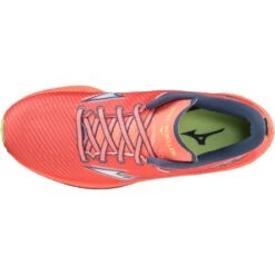 Mizuno Wave Rebellion Hardloopschoenen Dames - Neon Flame / White / Neo Lime -Mode Schoenen mizuno wave rebellion womens running shoes neon flame white neo lime 4 1115645
