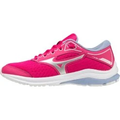 Mizuno Wave Rider 25 Hardloopschoenen Kinderen - Pink Peacock / Silver / Lavendar Lustre