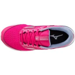 Mizuno Wave Rider 25 Hardloopschoenen Kinderen - Pink Peacock / Silver / Lavendar Lustre -Mode Schoenen mizuno wave rider 25 junior running shoes pink peacock silver lavendar lustre 4 1115725