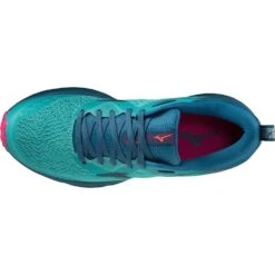 Mizuno Wave Rider TT Hardloopschoenen Dames - Lagoon / Moroccan Blue / Pink Peacock -Mode Schoenen mizuno wave rider tt womens trail running shoes lagoon moroccan blue pink peacock 4 1115689