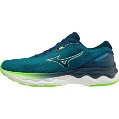 Mizuno Wave Skyrise 3 Hardloopschoenen Heren - Algiers Blue / White / Green Gecko